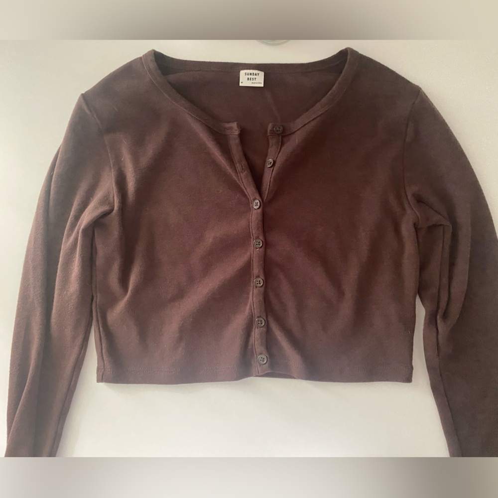 aritzia long sleeve cardigan crop top